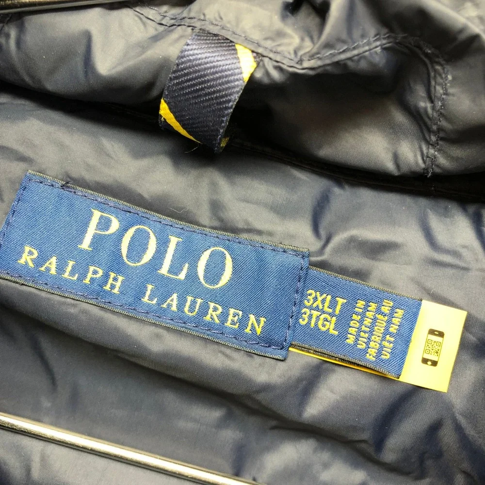 Polo Ralph Lauren Mens 3XLT Navy Blue Quilted Puffer Vest Full Zip Big & Tall